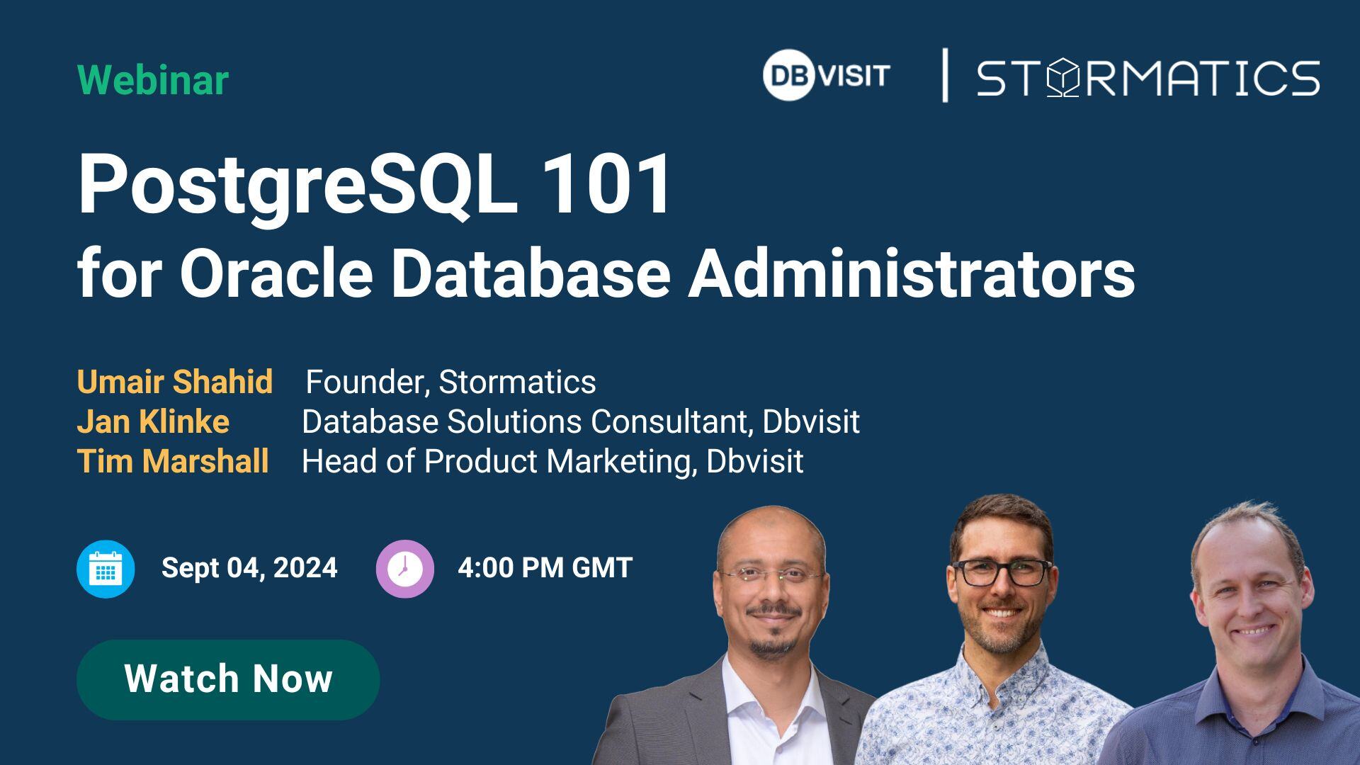 Webinar: PostgreSQL 101 for Oracle Database Administrators
